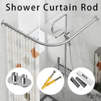 Shower Curtain Rod L-Shaped Telescopic Stainless Steel