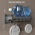 Shower Curtain Rod Set Foldable Waterproof With Storage Rack