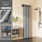 Shower Curtain Rod Set Foldable Waterproof With Storage Rack