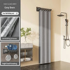 Shower Curtain Rod Set Foldable Waterproof With Storage Rack