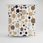 Shower Curtain Set Geometric Circle Water-Repellent Polyester Machine Washable