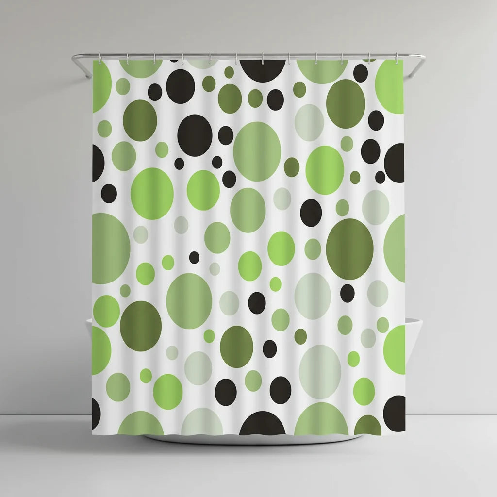 Shower Curtain Set Geometric Circle Water-Repellent Polyester Machine Washable
