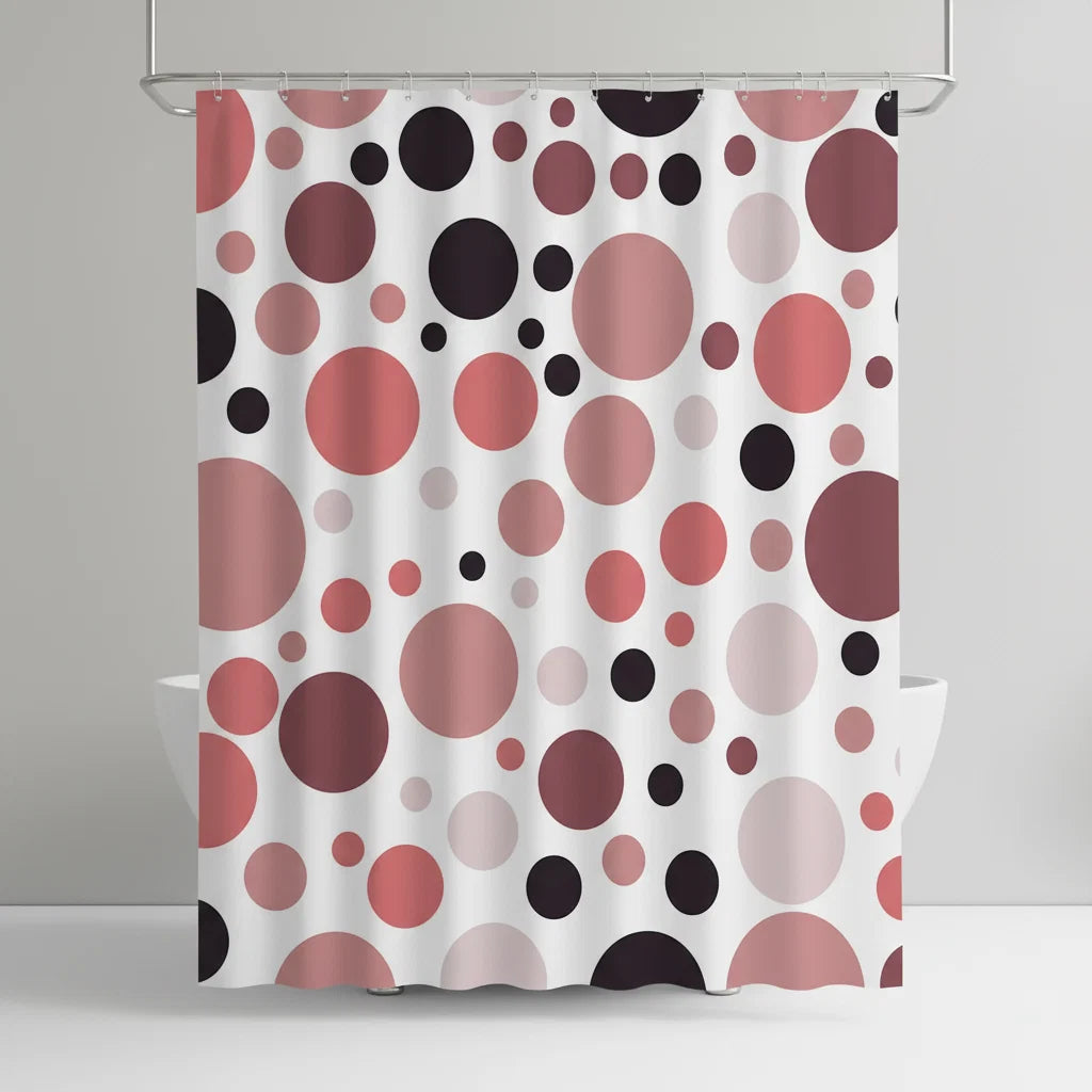 Shower Curtain Set Geometric Circle Water-Repellent Polyester Machine Washable
