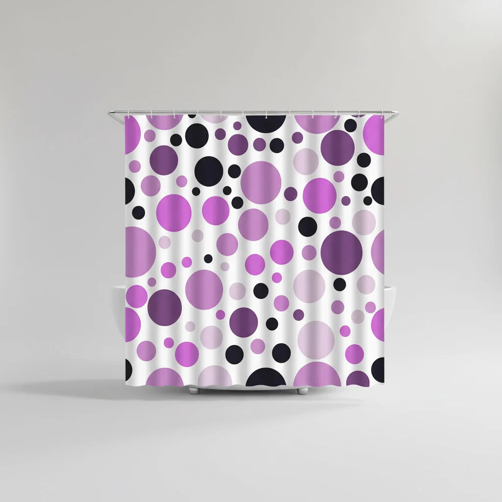 Shower Curtain Set Geometric Circle Water-Repellent Polyester Machine Washable