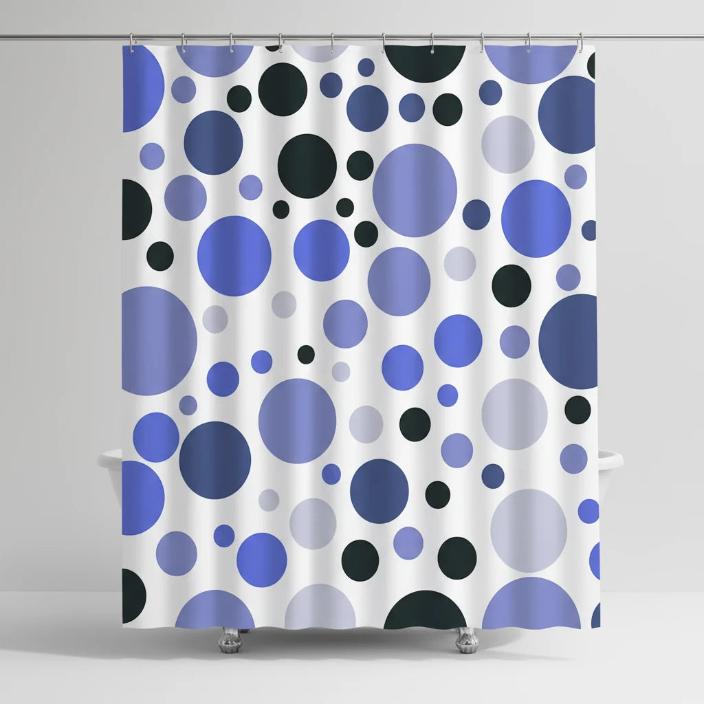 Shower Curtain Set Geometric Circle Water-Repellent Polyester Machine Washable