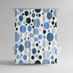 Shower Curtain Set Geometric Circle Water-Repellent Polyester Machine Washable