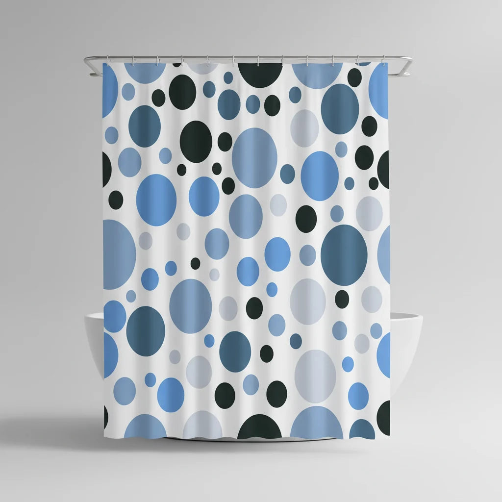 Shower Curtain Set Geometric Circle Water-Repellent Polyester Machine Washable