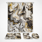 Shower Curtain Set Marble Print Waterproof