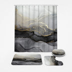 Shower Curtain Set Marble Print Waterproof