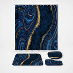 Shower Curtain Set Marble Print Waterproof