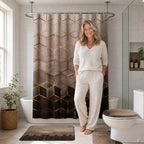 Shower Curtain Set Marble Print Waterproof