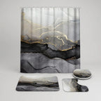 Shower Curtain Set Marble Print Waterproof