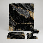 Shower Curtain Set Marble Print Waterproof