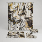 Shower Curtain Set Marble Print Waterproof