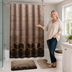 Shower Curtain Set Marble Print Waterproof