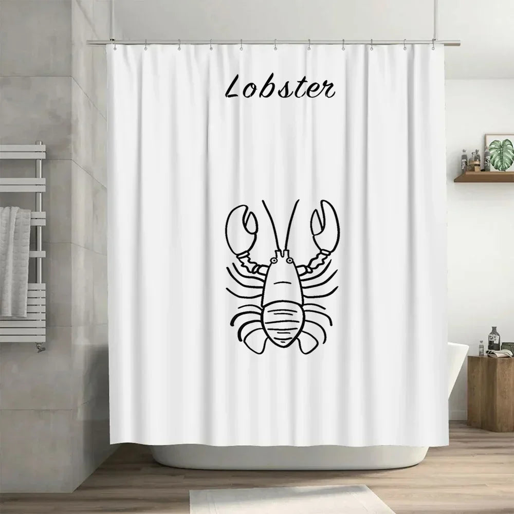 Shower Curtain Set Water-Repellent Polyester & Non-Slip Mat