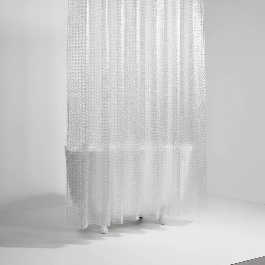 Shower Curtain Transparent 3D Cube Waterproof Rust-Free Grommets