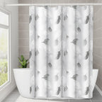 Shower Curtain Transparent Leaf Pattern Water-Repellent Hooks Included