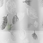 Shower Curtain Transparent Leaf Pattern Water-Repellent Hooks Included
