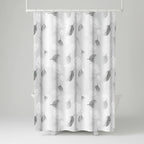 Shower Curtain Transparent Leaf Pattern Water-Repellent Hooks Included