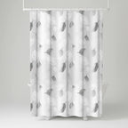 Shower Curtain Transparent Leaf Pattern Water-Repellent Hooks Included