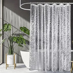 Shower Curtain Transparent Pebble Pattern Waterproof & Mold-Resistant