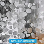 Shower Curtain Transparent Pebble Pattern Waterproof & Mold-Resistant