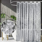 Shower Curtain Transparent Pebble Pattern Waterproof & Mold-Resistant