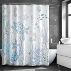 Shower Curtain Turtle & Sea Life Water-Repellent Polyester Machine-Washable
