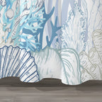 Shower Curtain Turtle & Sea Life Water-Repellent Polyester Machine-Washable