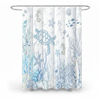 Shower Curtain Turtle & Sea Life Water-Repellent Polyester Machine-Washable