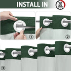 Shower Curtain Waffle Weave Polyester Built-In Snap Liner