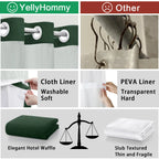 Shower Curtain Waffle Weave Polyester Built-In Snap Liner