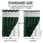 Shower Curtain Waffle Weave Polyester Built-In Snap Liner