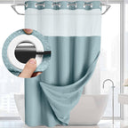 Shower Curtain Waffle Weave Polyester Built-In Snap Liner