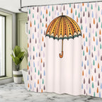 Shower Curtain Water-Repellent Opaque Umbrella Print