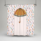 Shower Curtain Water-Repellent Opaque Umbrella Print