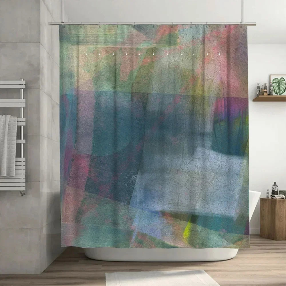 Shower Curtain Water-Repellent Polyester Abstract Multicolored