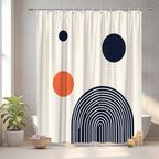 Shower Curtain Water-Repellent Polyester Geometric Circles