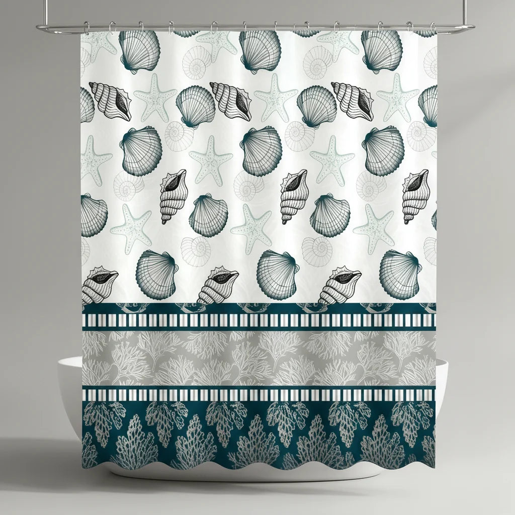 Shower Curtain Water-Repellent Polyester Metal Eyelets