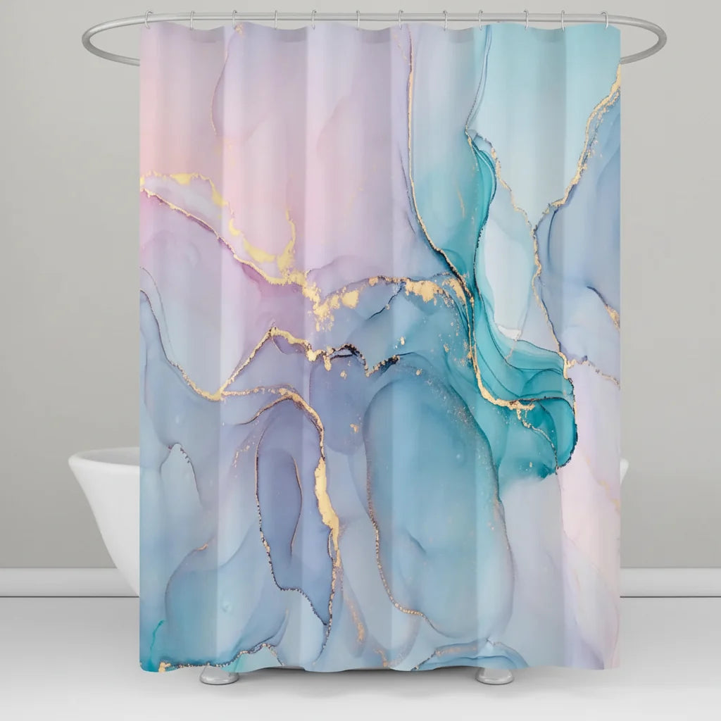 Shower Curtain Waterproof Mold-Resistant Marble Print