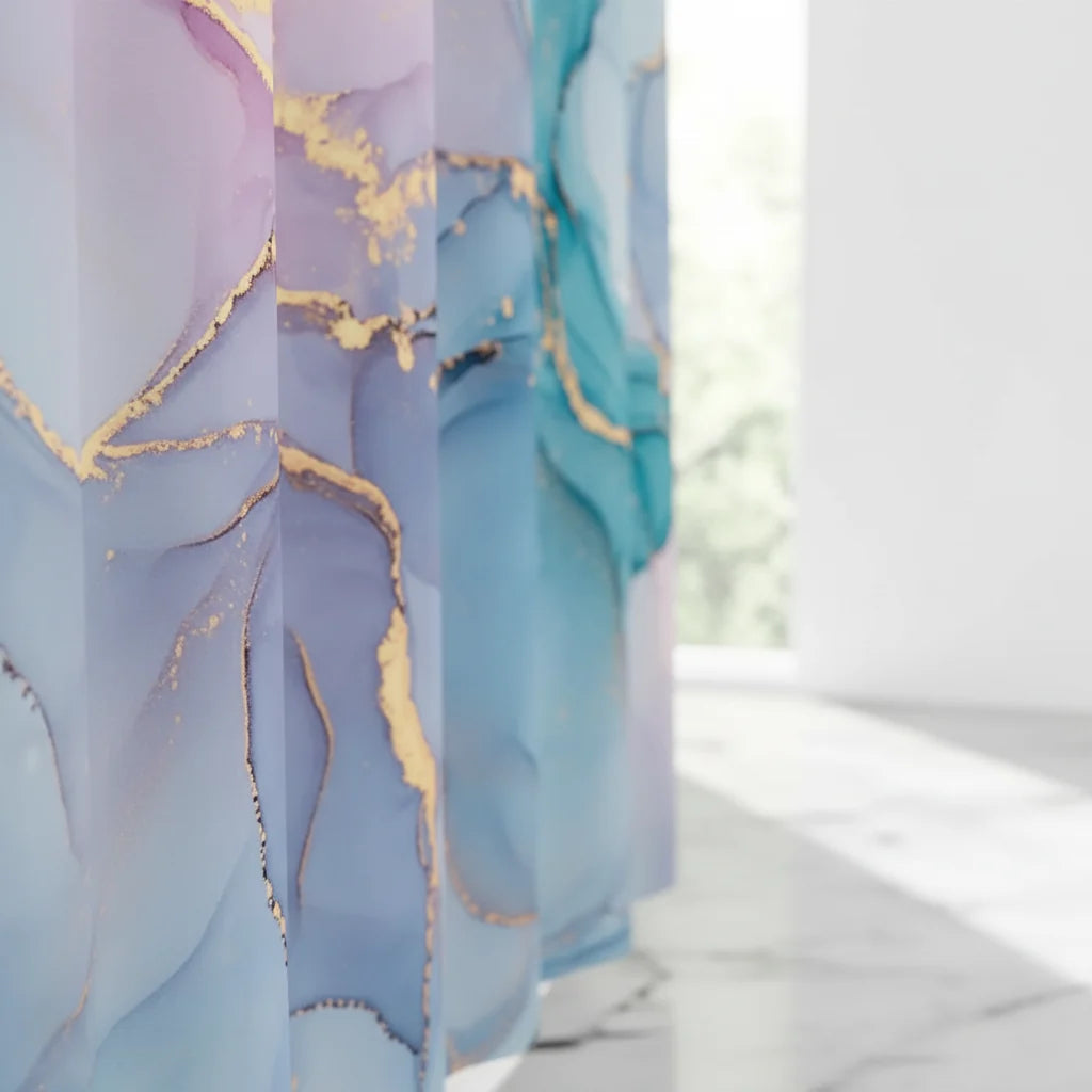 Shower Curtain Waterproof Mold-Resistant Marble Print