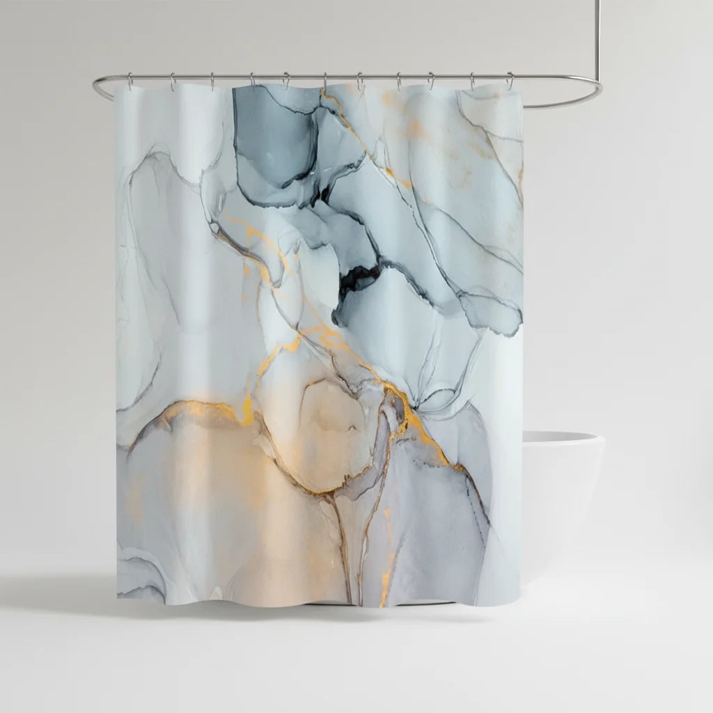 Shower Curtain Waterproof Mold-Resistant Marble Print