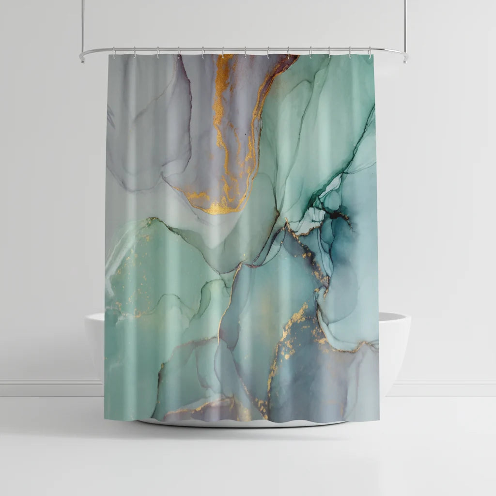 Shower Curtain Waterproof Mold-Resistant Marble Print