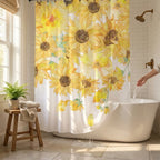 Shower Curtain Waterproof Rustic Sunflower Design