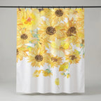 Shower Curtain Waterproof Rustic Sunflower Design