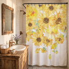 Shower Curtain Waterproof Rustic Sunflower Design
