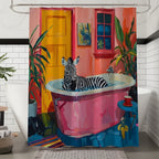 Shower Curtain Zebra Print Water-Repellent Machine Washable