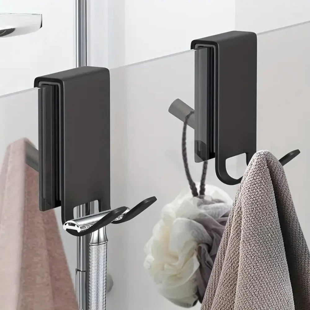 Shower Door Hooks No-Drill For Frameless Glass Stainless Steel