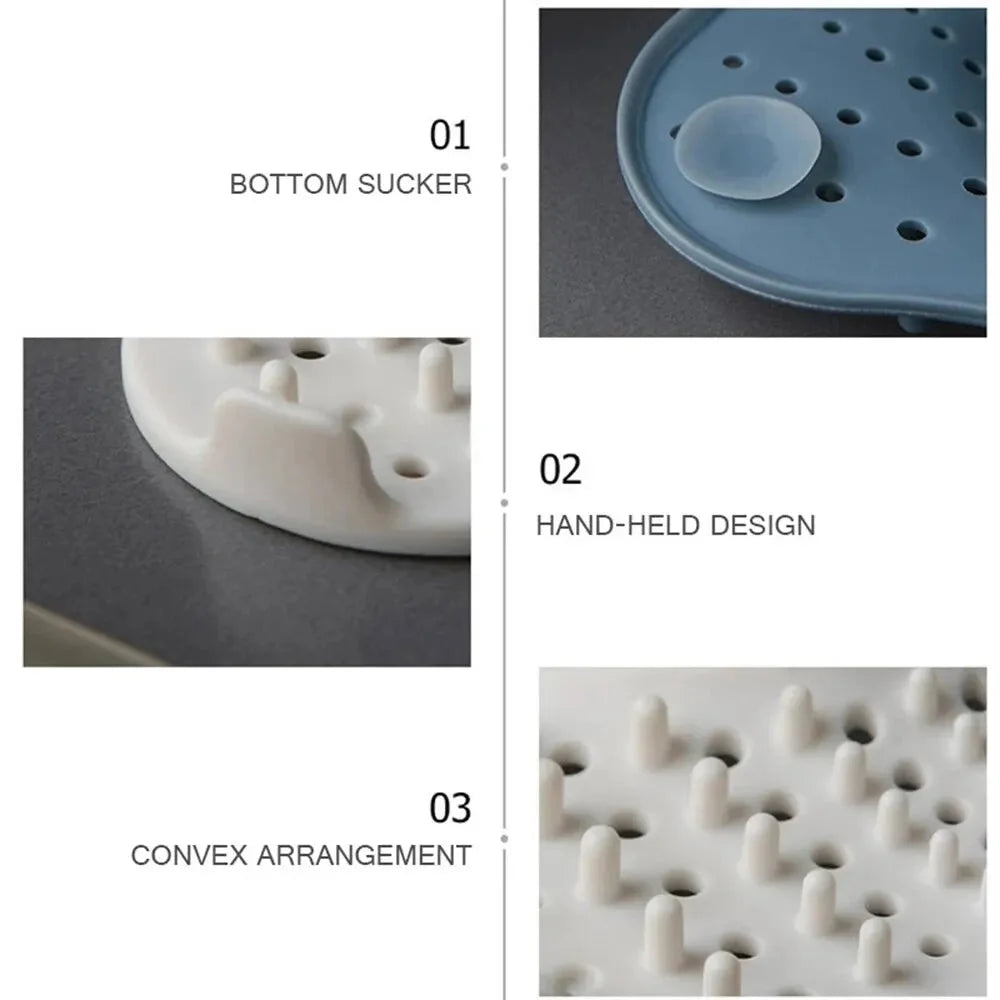 Shower Drain Hair Catcher Rubber Spiral Ridges Suction Cups
